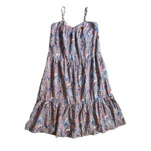 Knox Rose Womens Tiered Midi Sundress Size M Feather Floral Boho Cottage Cowgirl